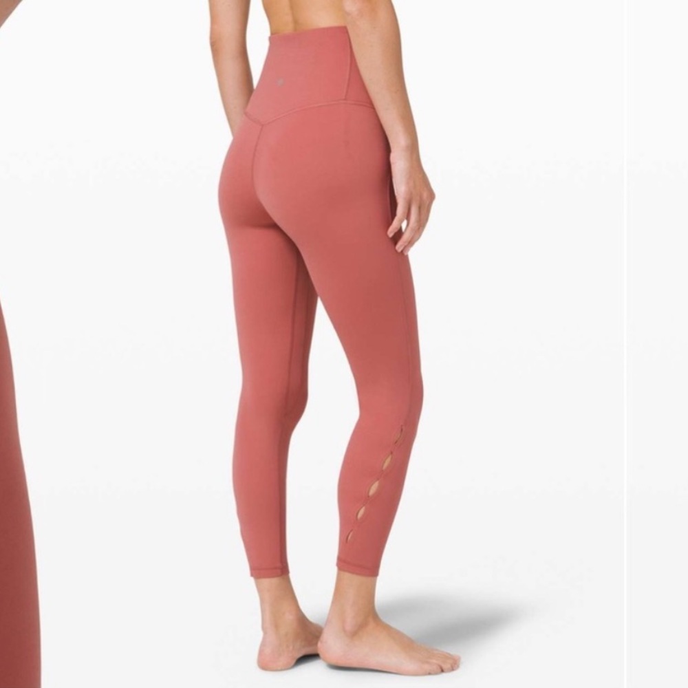 RARE lululemon HR Tight 25” Brier Rose light salmon keyhole ankle ventilation 6 - Picture 9 of 9